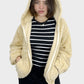 Beige Hooded Fur Jacket