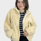 Beige Hooded Fur Jacket