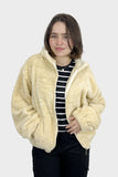 Beige Hooded Fur Jacket