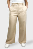 SO-OFF Beige Back Elastic Band Wide Leg Pants