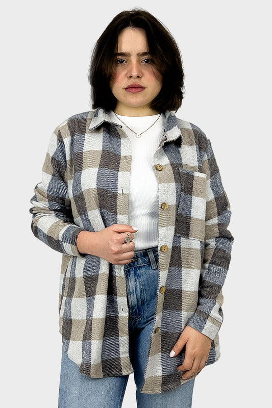 So-off Beige Wool Checked Shirt