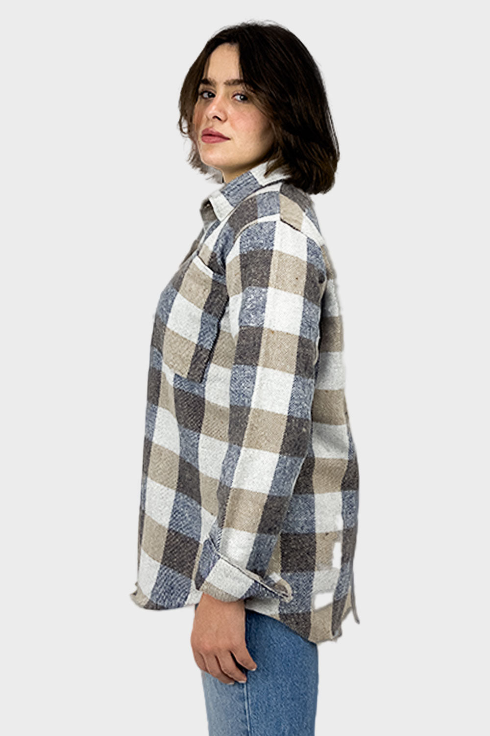 Beige Wool Checked Shirt