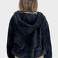 Black Hooded Fur Jacket