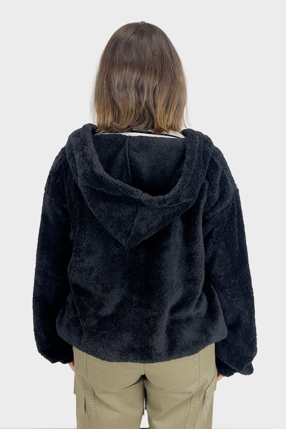 Black Hooded Fur Jacket