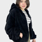 Black Hooded Fur Jacket