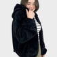 Black Hooded Fur Jacket