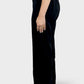 SO-OFF Black Back Elastic Band Wide Leg Pants