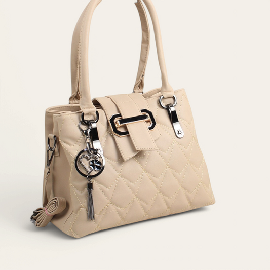 Beige Functional Handbag with Strap