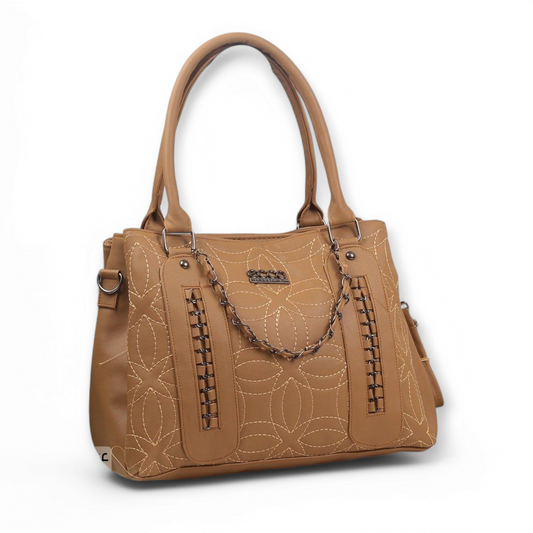 Cafe Stitched Leather Handbag