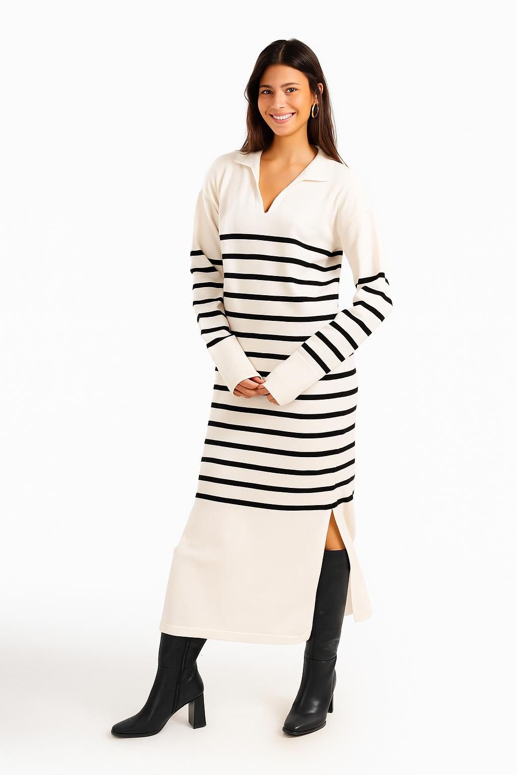 Striped Knit Midi Dress