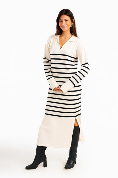 Striped Knit Midi Dress