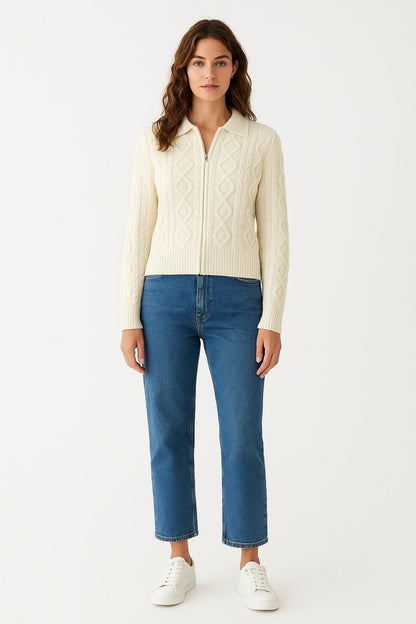 Zip-Up Closure Sweater