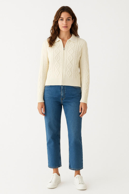 Zip-Up Closure Sweater