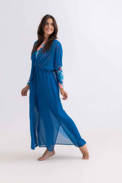 Petrol Blue Chiffon Beach Dress