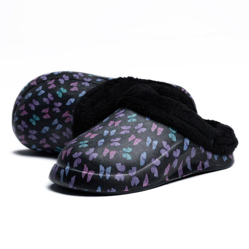 Black Mega Butterfly Clog Slipper