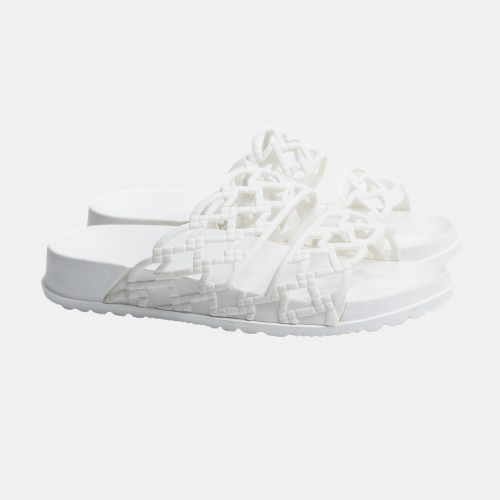 White Perforated Flat Marbella Slide