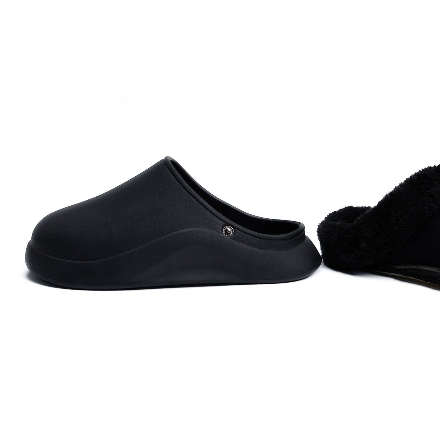 Black Plain Mega Clog Slipper