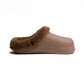 Coffee Textured Rubber Sabo Clog with Inner Fur