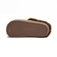 Coffee Textured Rubber Sabo Clog with Inner Fur