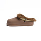 Coffee Textured Rubber Sabo Clog with Inner Fur