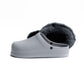 Gray Textured Rubber Sabo Clog with Inner Fur