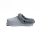 Gray Textured Rubber Sabo Clog with Inner Fur