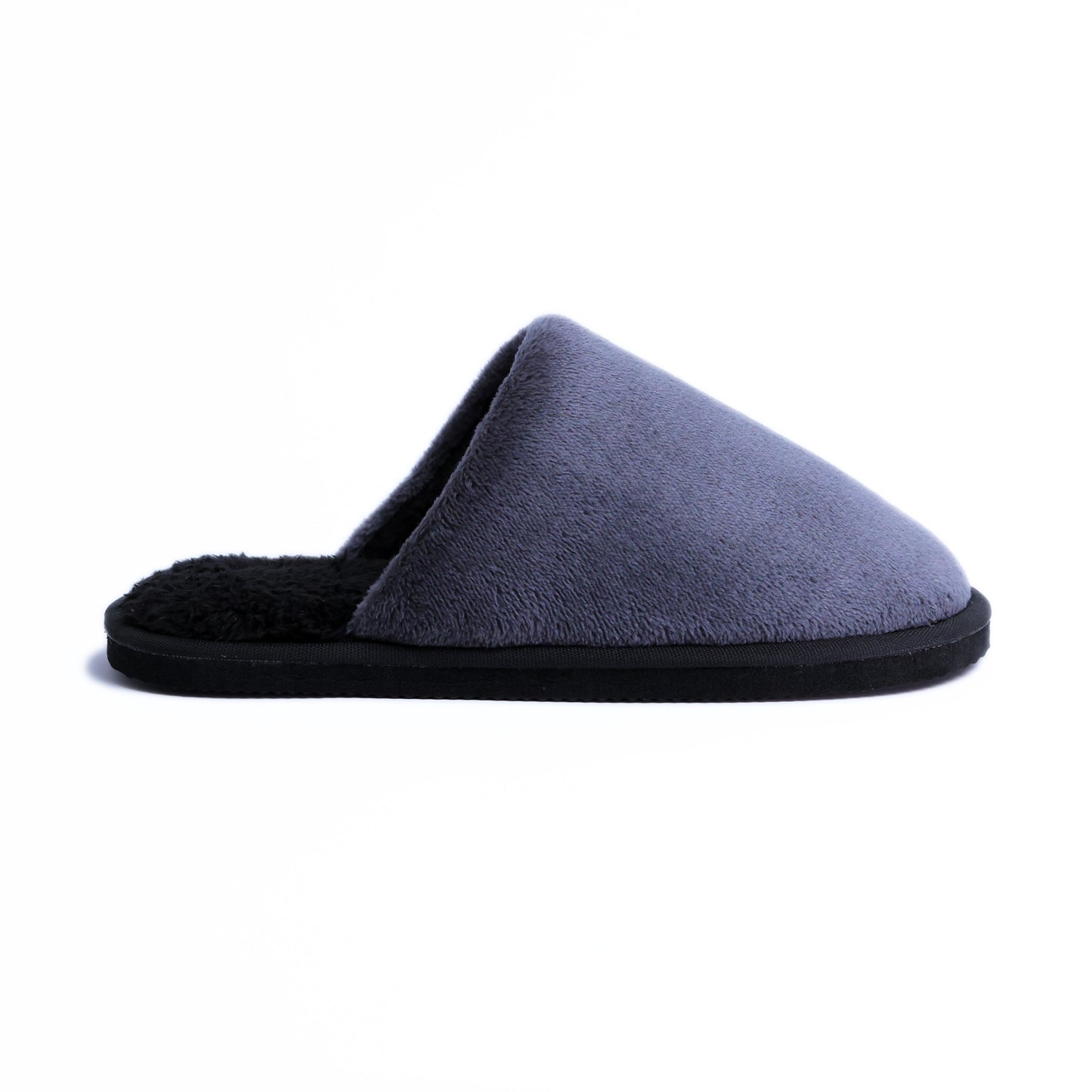 Gray Snowy Fur Clog Slipper