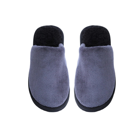 Gray Snowy Fur Clog Slipper