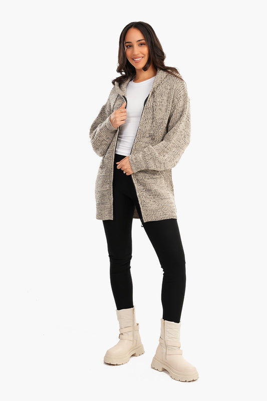 سترة محبوكة بسحاب للإغلاق