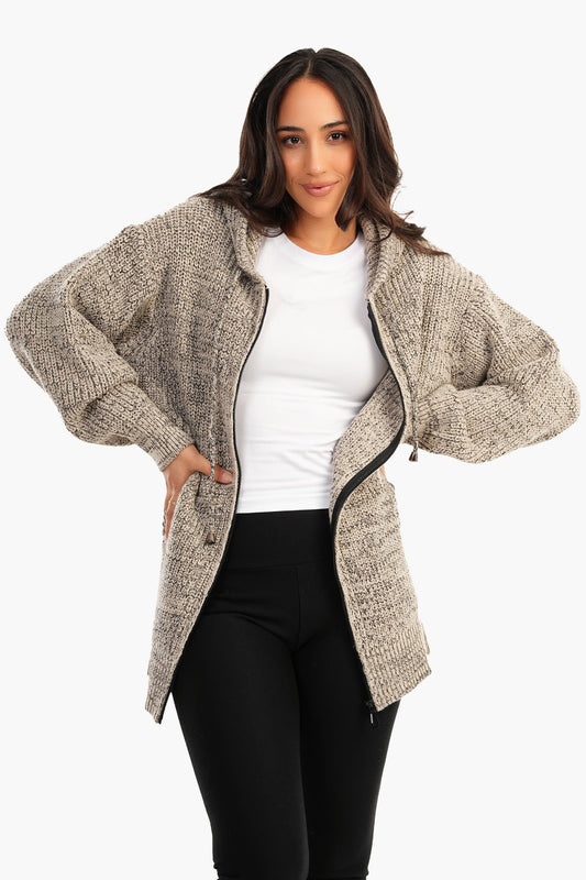 Knitted Jacket With Zipper Closure