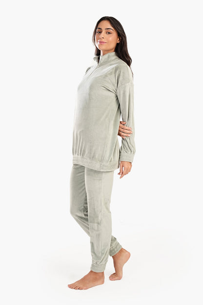 طقم بيجامة بأكمام مرنة