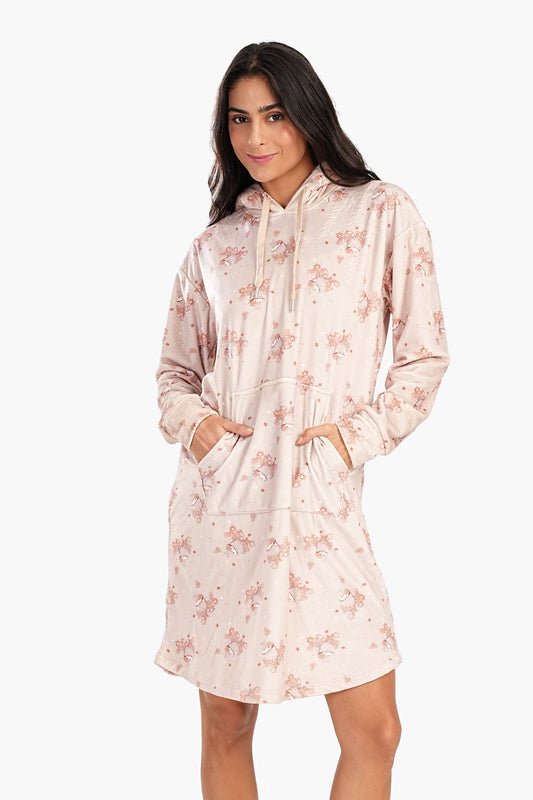 Printed Velvet Short Nightgown