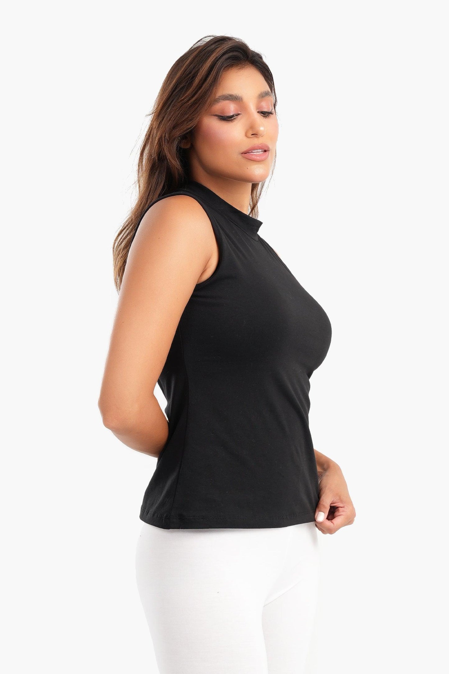 Black High Neck Slim Fit Top