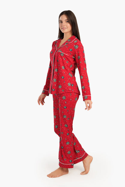 طقم بيجامة سنوبي الأحمر