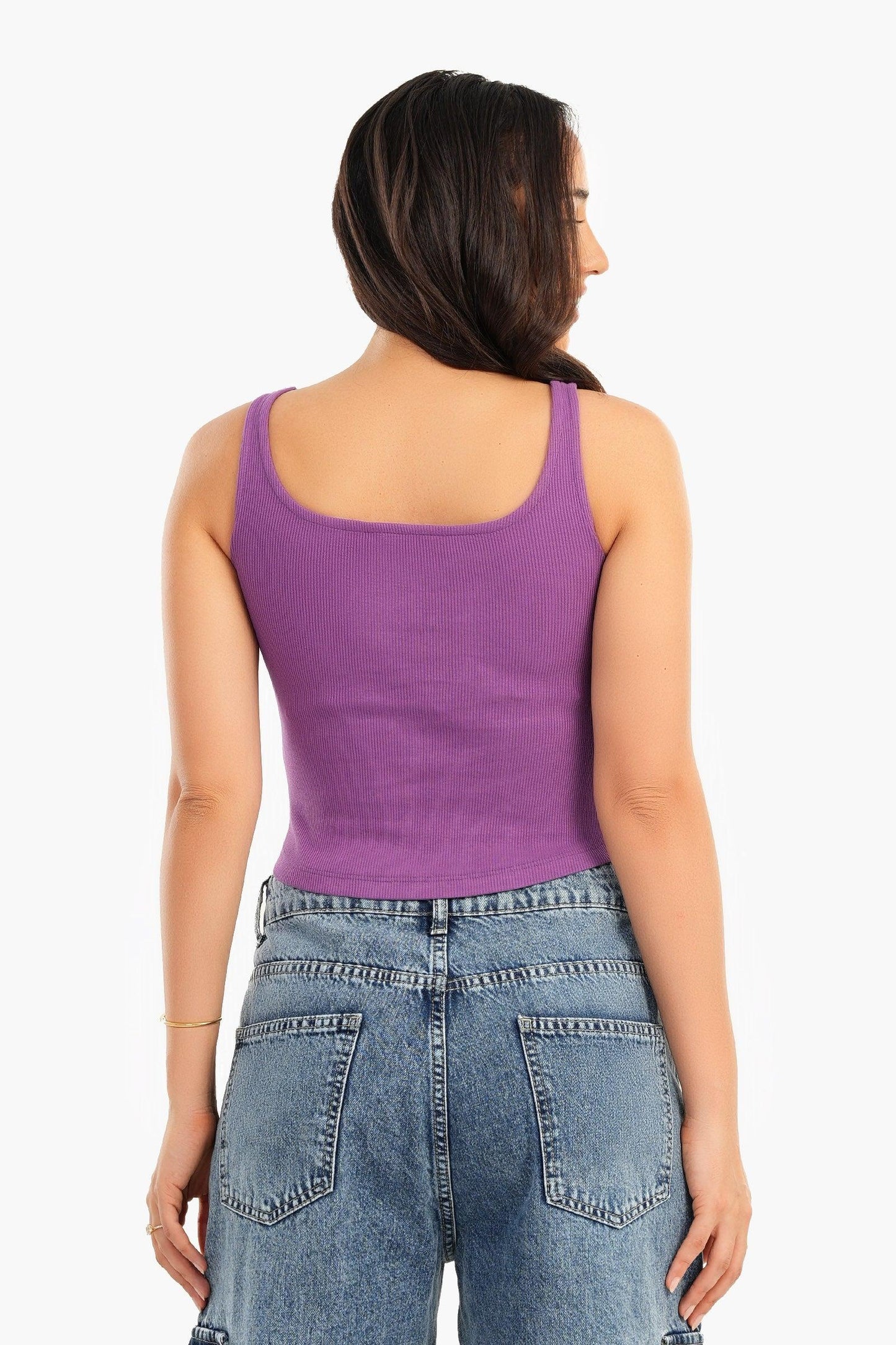 بلوزة لافندر قصيرة مضلعة