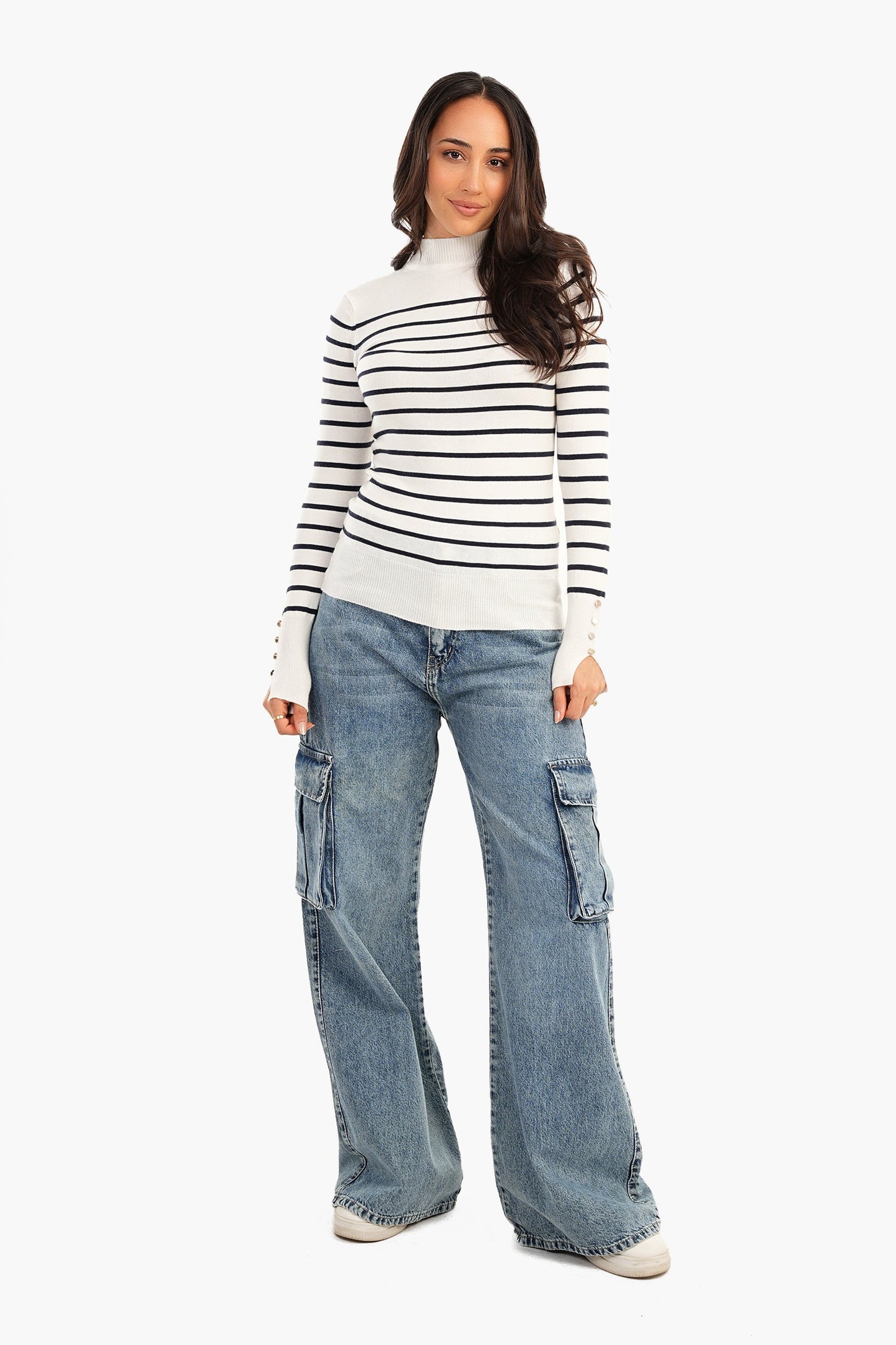 Carina Pullover with Horizontal Stripes