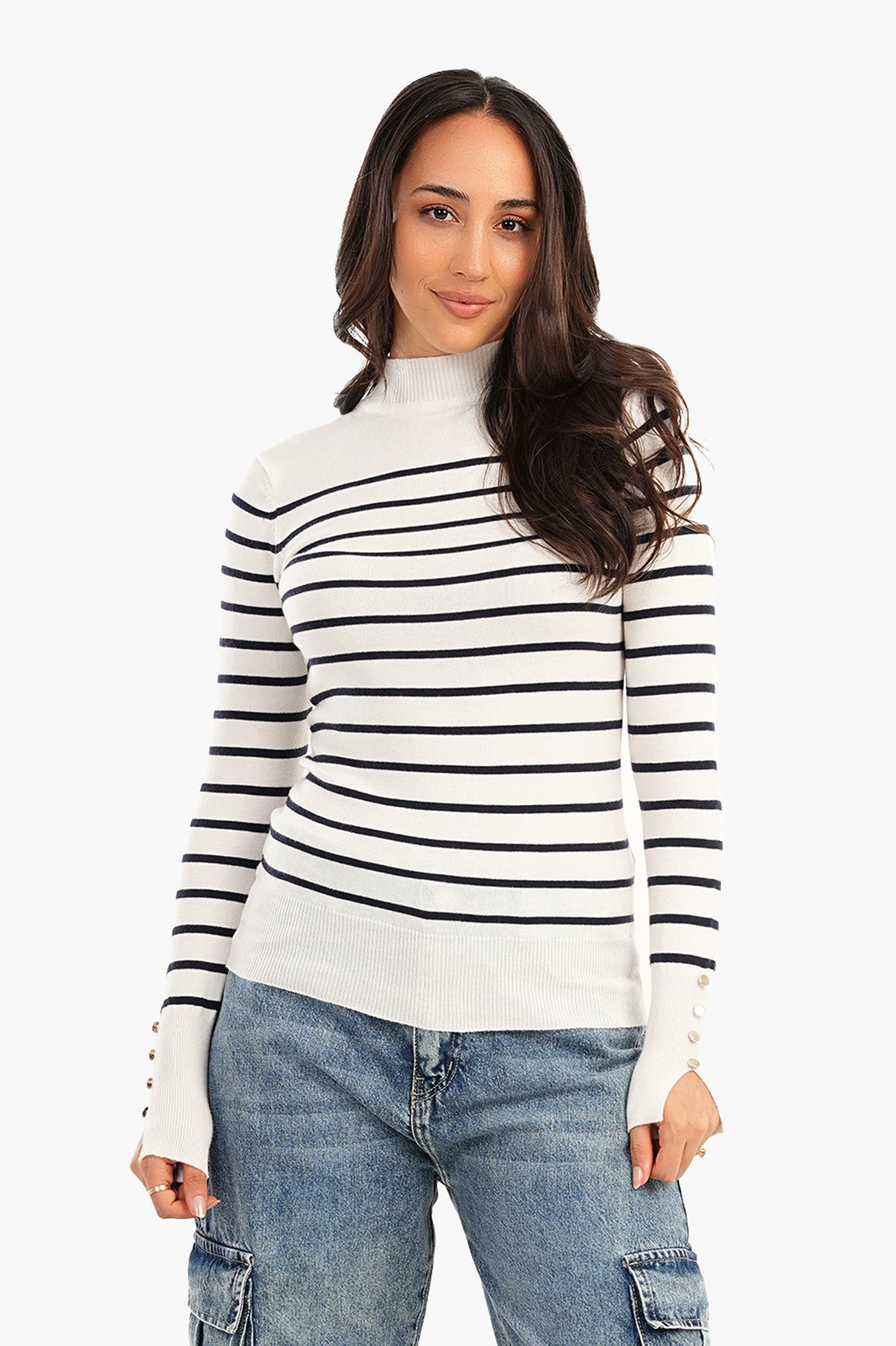 Carina Pullover with Horizontal Stripes