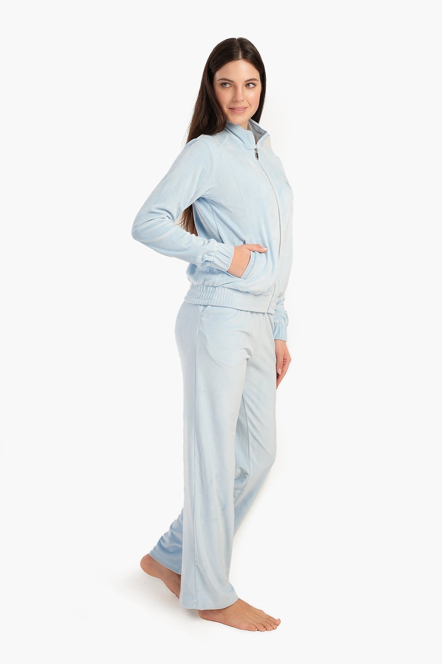 Light Blue Queen Embroidery Pyjama Set