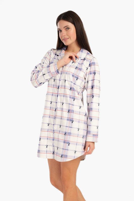 Checkered Snoopy Night Shirt