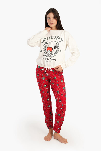 بلوزة بيجاما بأكتاف منسدلة