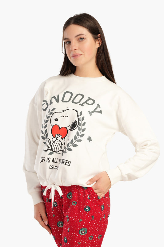 بلوزة بيجاما بأكتاف منسدلة