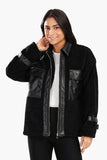 Fleece & Leather Black Jacket