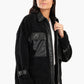 Fleece & Leather Black Jacket