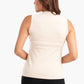 Beige High Neck Slim Fit Top