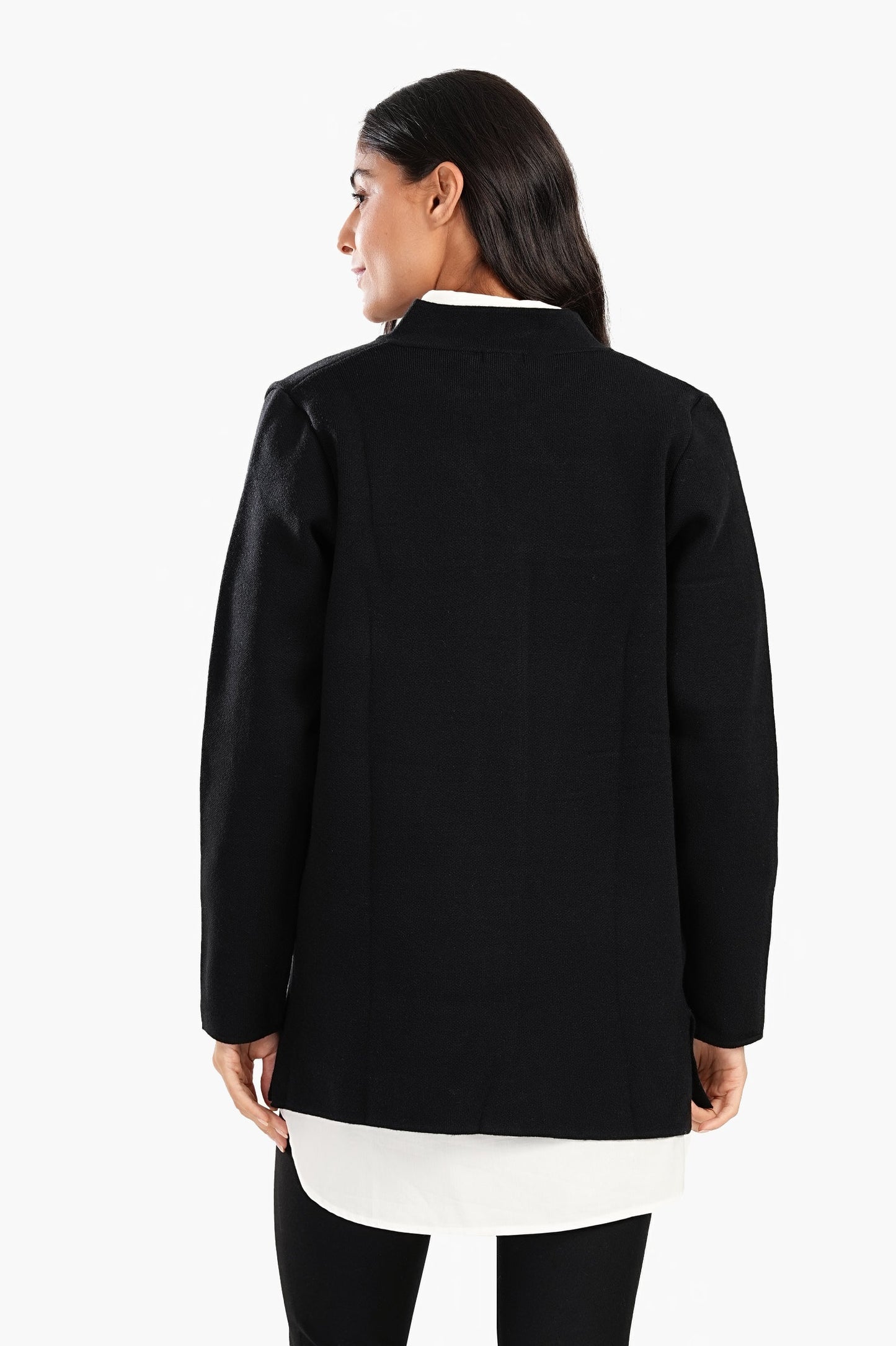 Reverse Collar Open Front Jacket