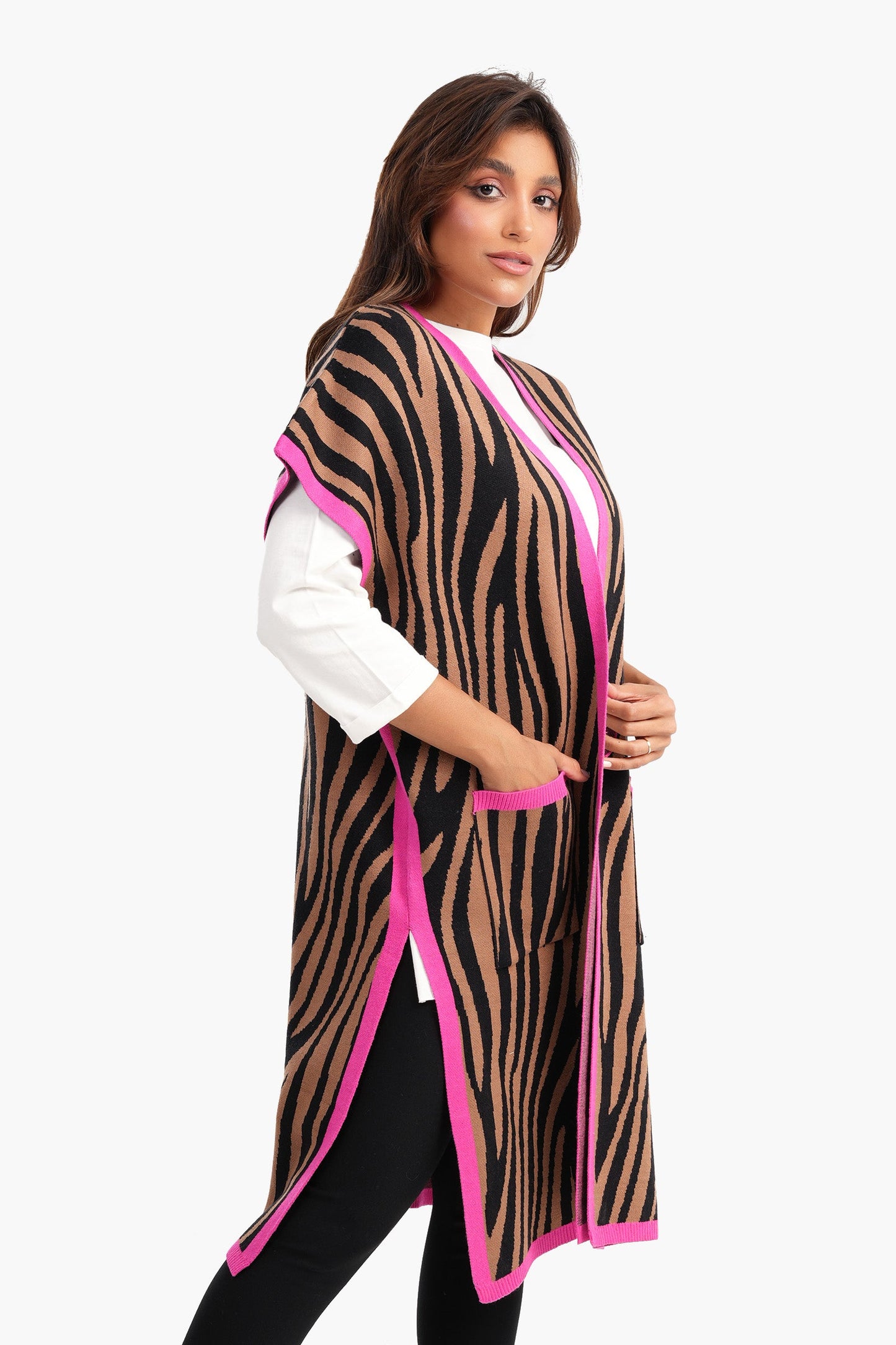 Carina Zebra Print Wool Vest