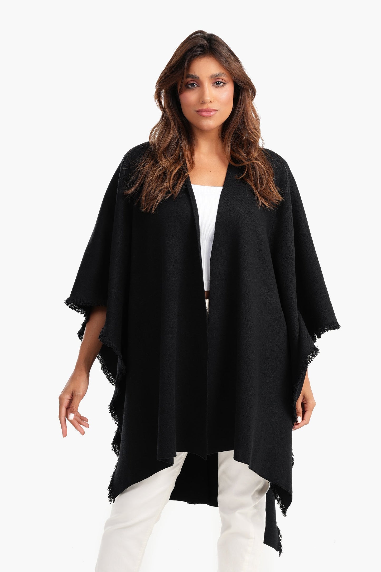 Carina Loose Fit Solid Pattern Poncho