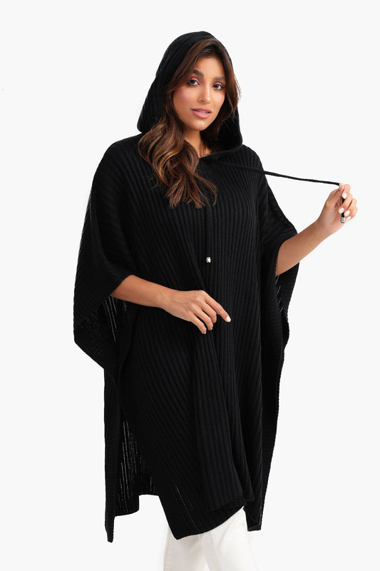 Carina Hooded Poncho with Knee Length