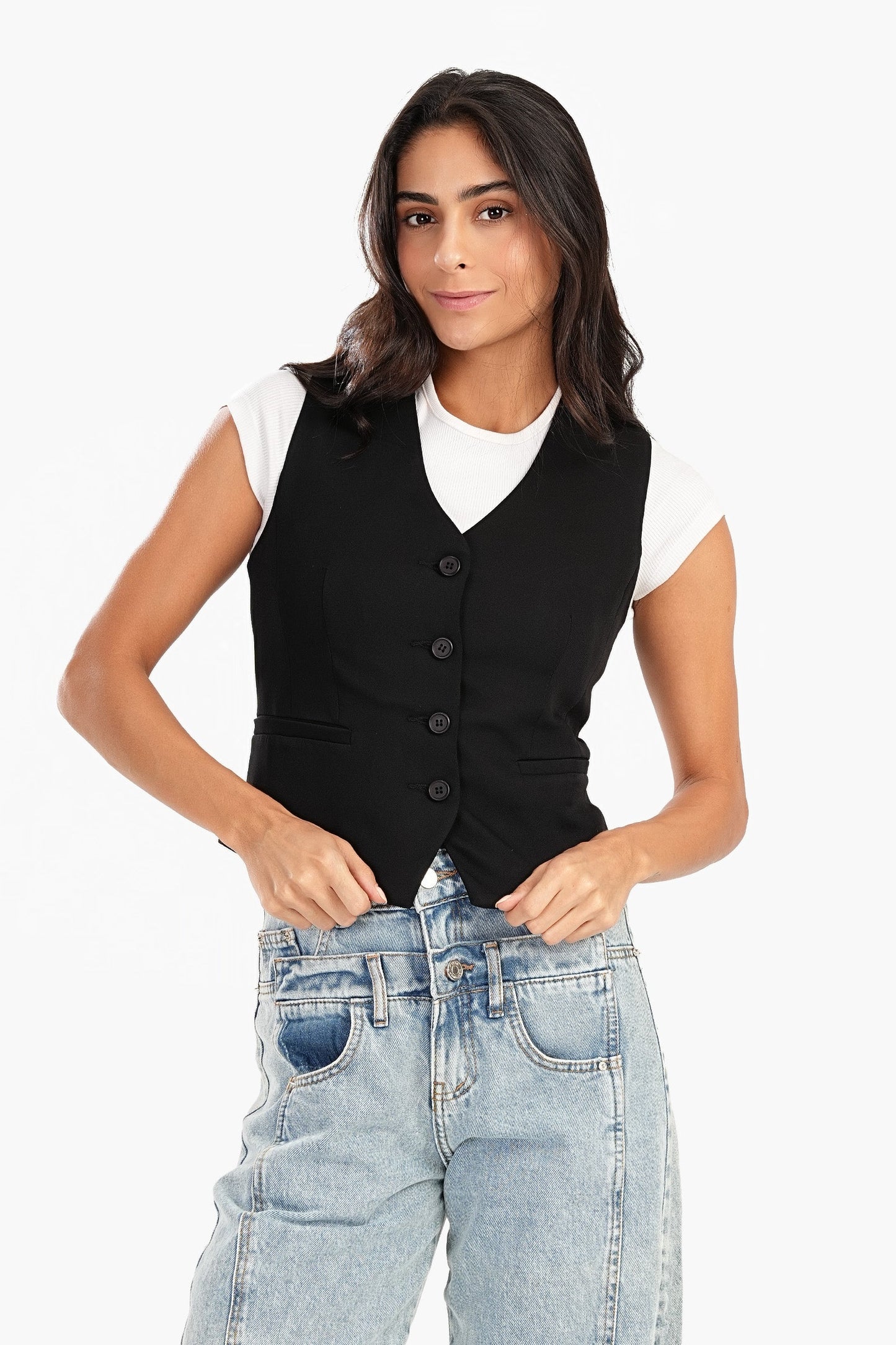 Button-Up Black Vest