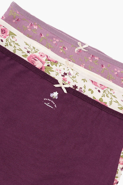 مجموعة من 3 سراويل داخلية كاملة ملونة